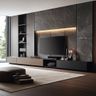 TV Unit Design in Brown and Grey with Drawers
