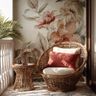 Balcony Design with Watercolor Floral Mural Wall Art