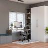 Wood And White Home Office Design With Grey Wall - Livspace