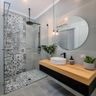 Bathroom Design with Grey and Black Tiles