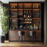 Home Bar Design with Tawny Balsam and Slate Wall