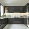 U-Shaped Kitchen Design with Grey Cabinets