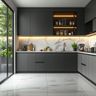 Grey U-Shaped Kitchen Design