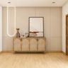 Foyer Design with Textured Storage and Beautiful Minimal Wall Paneling