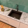 Single bowl sink design with marble countertop