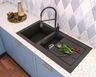 Quartz double bowl kitchen sink with drainboard