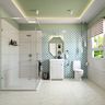 Minimal Spacious Geometric Pattern Low Maintenance Bathroom - Livspace