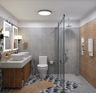 Contemporary Compact Convenient Bathroom with Vinyl Flooring - Livspace
