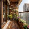 Balcony Design with Vertical Garden and Wooden Slat Wall