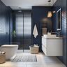 Bathroom Design with Navy Blue Accent Wall Tile