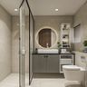Bathroom Design with LED Mirror and Quartz Countertop