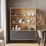 Crockery Unit Design in Light Oak and Charcoal Grey Finish