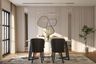 Dining Room Design With Two-Tone Chairs and Cabinetry