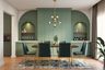 Dining Room Design with Teal Velvet Chairs