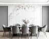 Dining Room Design with Marble Table and Accent Wall