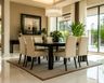 Dining Room Design with Dark Wood Table and Cream Chairs