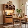 Home Bar Design with Arched Display and Walnut Finish