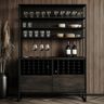 Matte Wood Home Bar Design with Shelving and Enclosed Storage