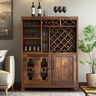 Wooden Home Bar Design with Wine Rack and Storage
