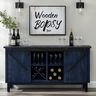 Navy Blue Bar Design with Barn-Style Shutter Storage