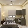 Home Office Design with L Shaped Desk and Pendant Lights