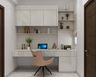 Home Office Design in White and Acacia Tones