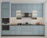 Parallel Kitchen Design in Denim Suedette With Matte Membrane Finish