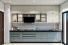 Parallel Kitchen Design With Glossy Cabinets in Silver Frost and Champagne