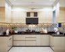 U-Shaped Kitchen Design with Champagne and Wood Finish Cabinets