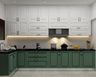 L-Shaped Kitchen Design with Highland Green and Off White