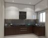 L-Shaped Kitchen Design With Granite Countertop and Patterned Backsplash