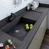 Granite Double Bowl Kitchen Sink Design with Drainboard