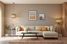 Living Room Design with Beige L-Shaped Sectional Sofa