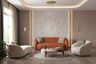 Living Room Design With Burnt Terracotta Orange Sofa