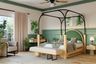 Master Bedroom Design with Canopy Bed and Small Workspace