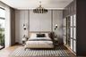 Master Bedroom Design with Textured Panels and Matte Wardrobe
