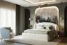 Forest-Themed Master Bedroom Design with Boucle Bed
