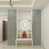 Floor-Mounted Pooja Unit Design in Silver Frost Finish