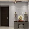 Floor-Mounted Pooja Unit Design with Backlit Panel