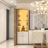 Pooja Unit Design with Warm Lighting