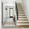 Straight Staircase Design  in Wood and Metal Combination