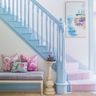 Soft Blue Staircase Design with Bottom Curve Detail