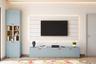 Light Blue and White TV Unit Design with LED Lighting