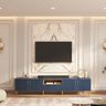 Blue TV Unit Design with Marble Backdrop