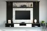 White and Black TV Unit Design with Suede Finish Shutters