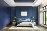 Deep Navy Blue Wall Paint Design for Living Room