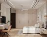 Swing Wardrobe Design with Beige Panels and Silver Handles
