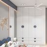 Swing Wardrobe Design with White Panels and Blue Handles