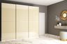 3-Door Champagne Sliding Wardrobe Design in High Gloss Finish