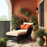 Balcony Design With Terracotta Textured Wall and Ceramic Planters